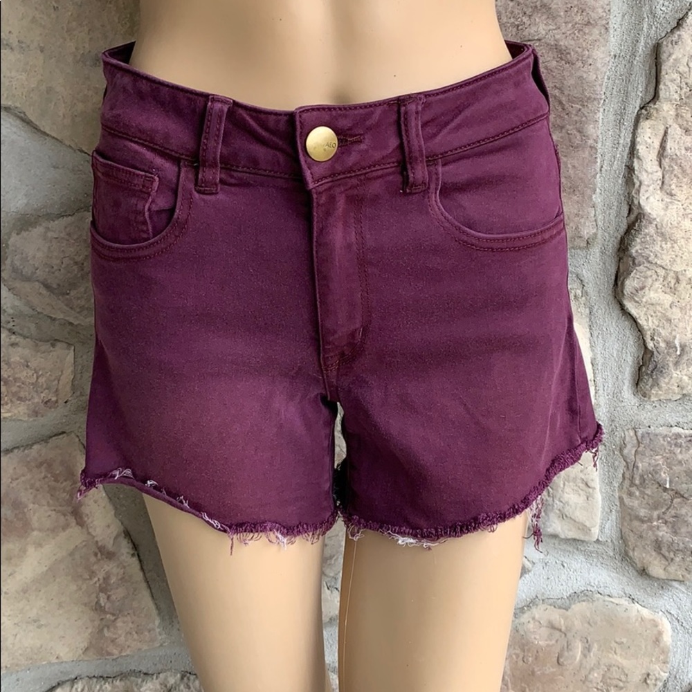 AMERICAN EAGLE | Plum AEO Denim X Hi-Rise Stretch Shortie